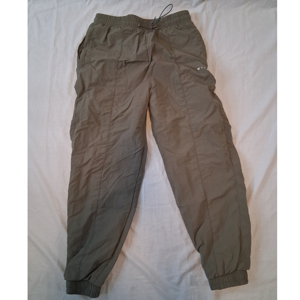 Wilo The Label Womens XS Olive Green Nylon Track Jogger Pants Mesh Lined Seamed